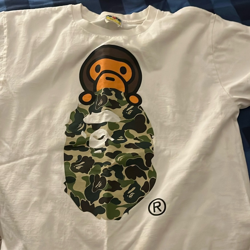 BAPE White 1st Camo Milo On Big Ape Head T-Shirt